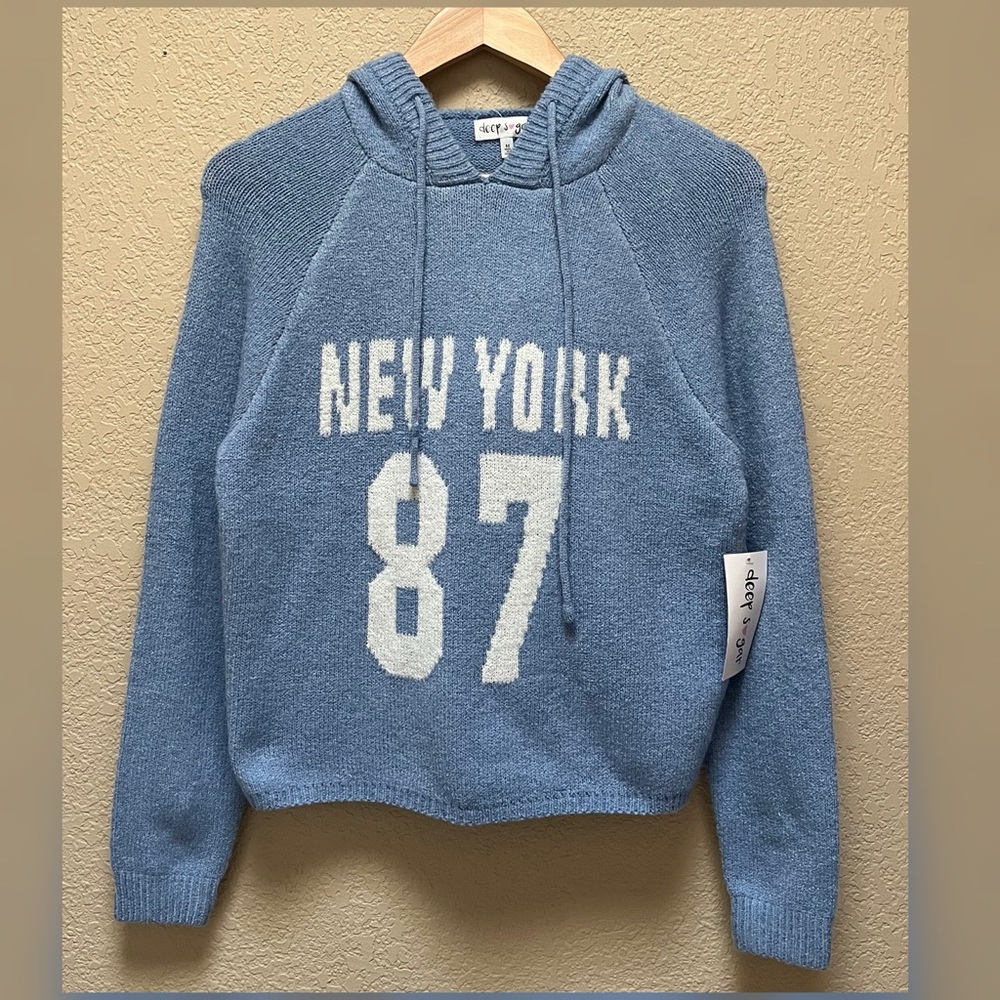 Deep Sugar Women’s New York Cropped Hoodie Blue Color -Size M